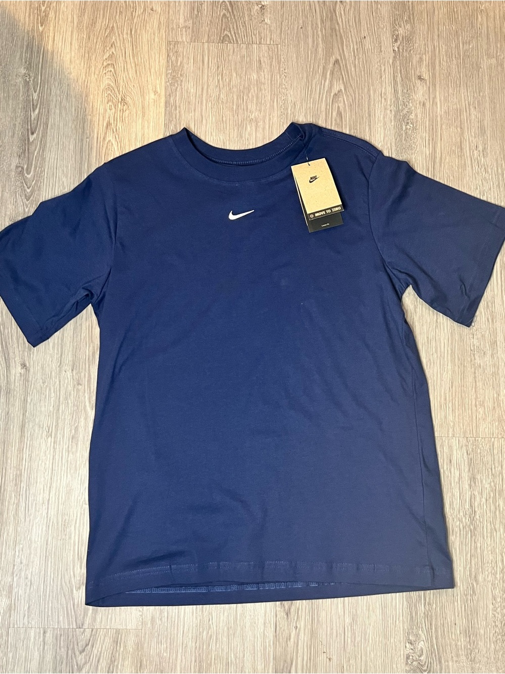 Nike Women's Navy Short Sleeve The Nike Tee with White Swoosh Size XS Loose Fit